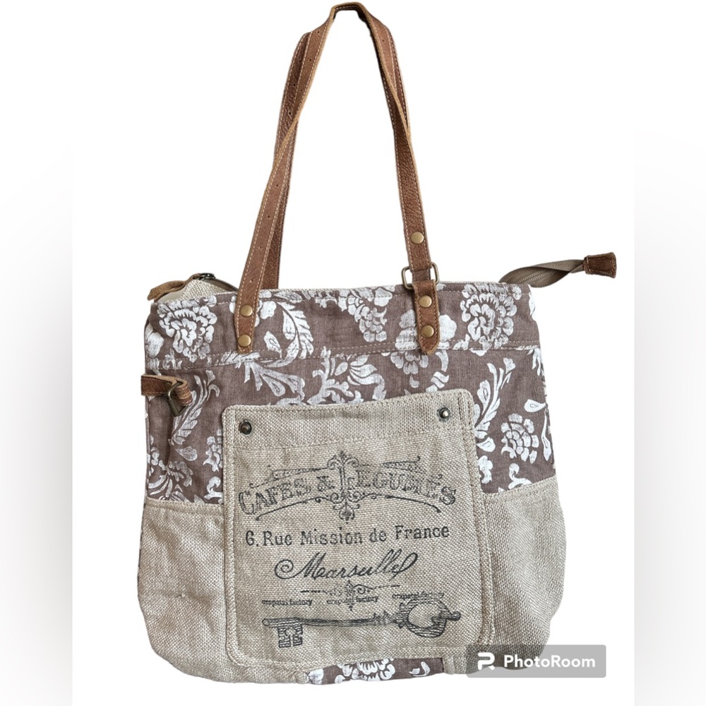 Myra Handbags Old Key Linen Tote Bag